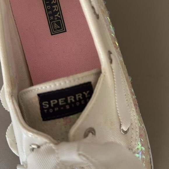 Sperry Top Sider Bahama Iridescent Sequin Pink White Boat Shoe. Size 11M. - Picture 6 of 10